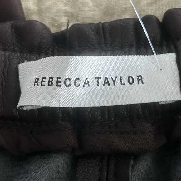 Rebecca Taylor Womens Brown Leather Wide Leg Pants Drawstring Waist NWOT Small - Picture 8 of 10